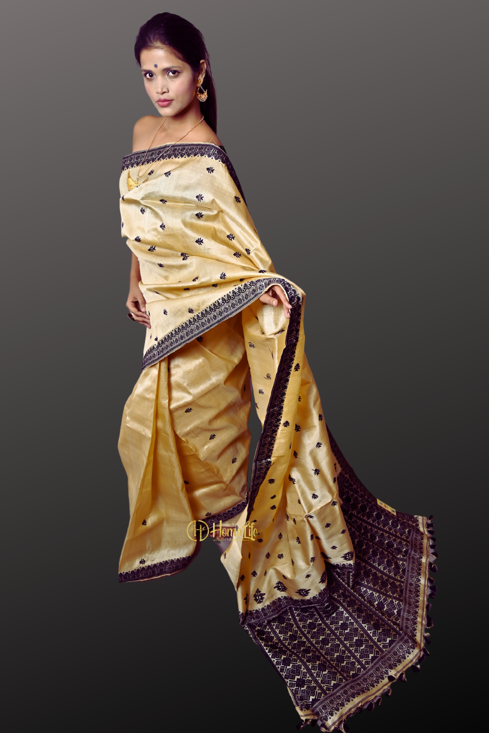 Sagarika Black Muga Silk Saree
