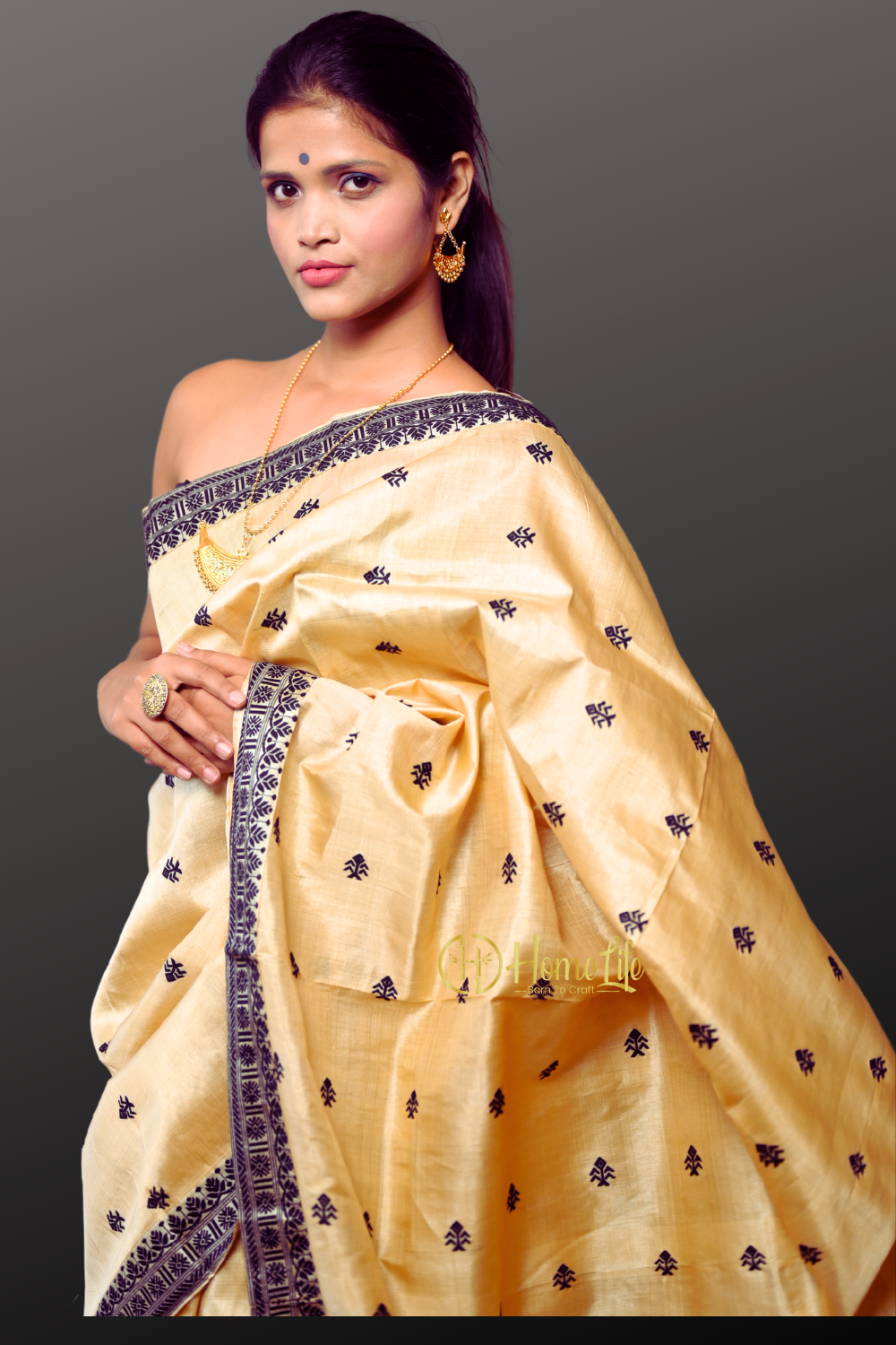 Sagarika Black Muga Silk Saree