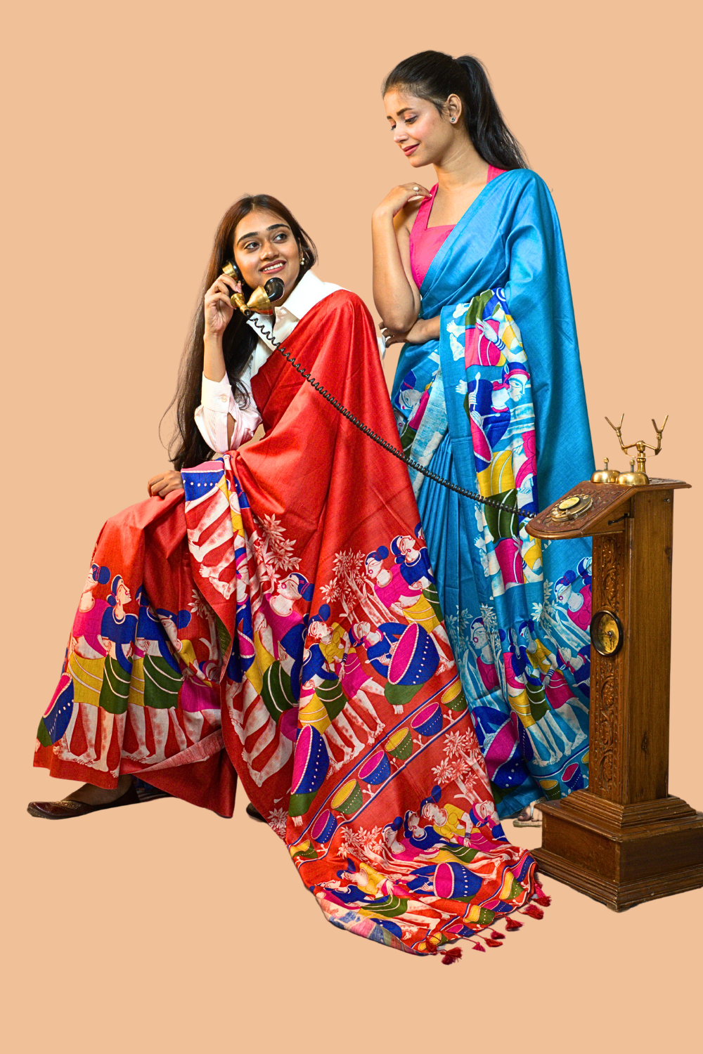 Turquoise Blue Digital Printed Saree