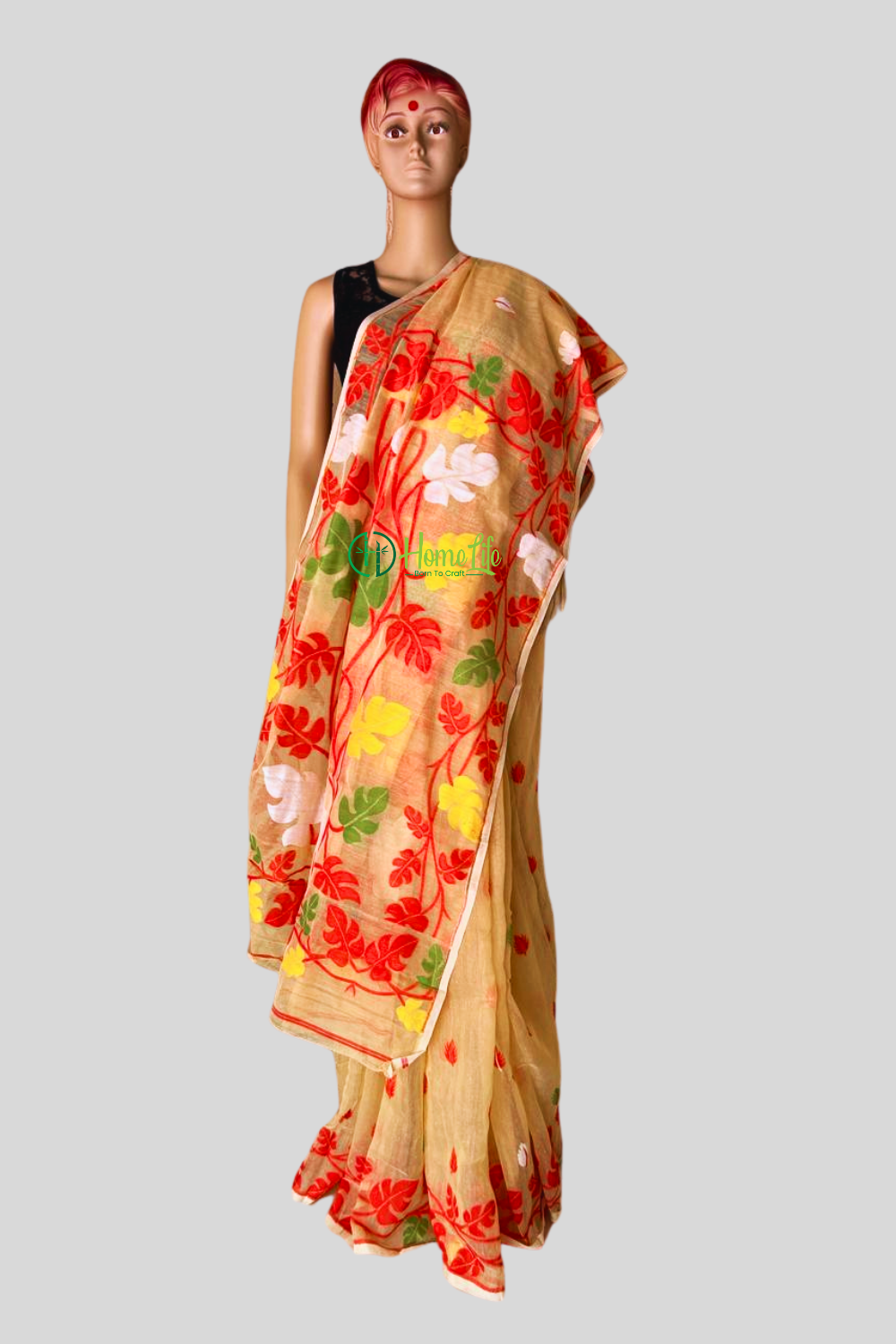 Beige Jamdani Saree