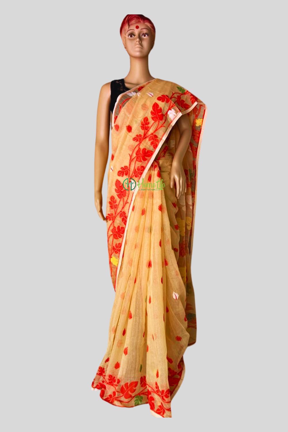 Beige Jamdani Saree