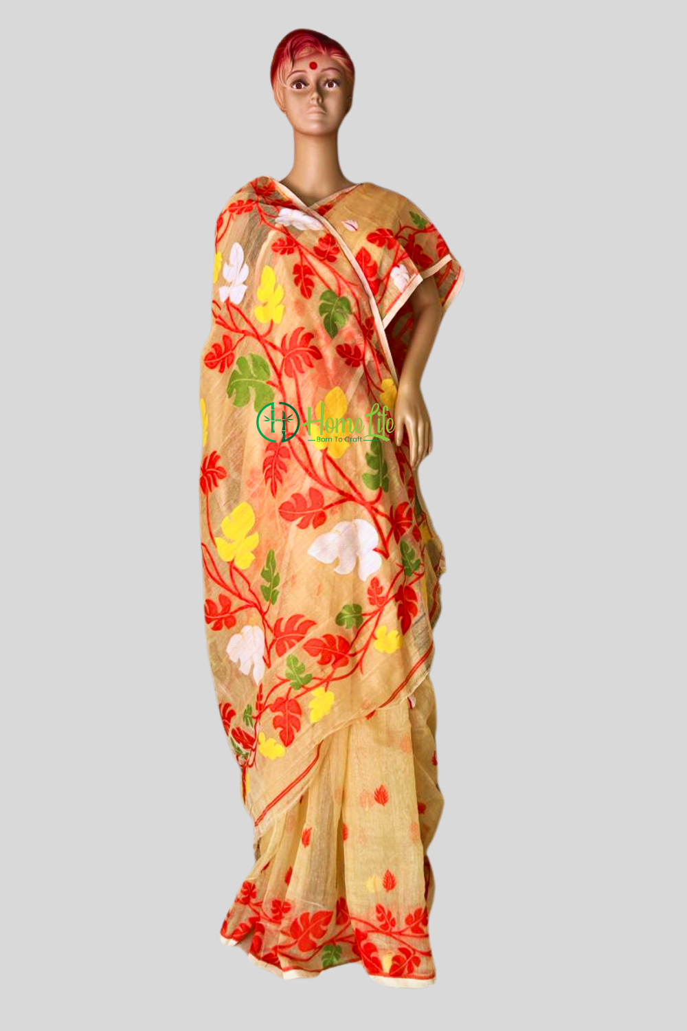 Beige Jamdani Saree