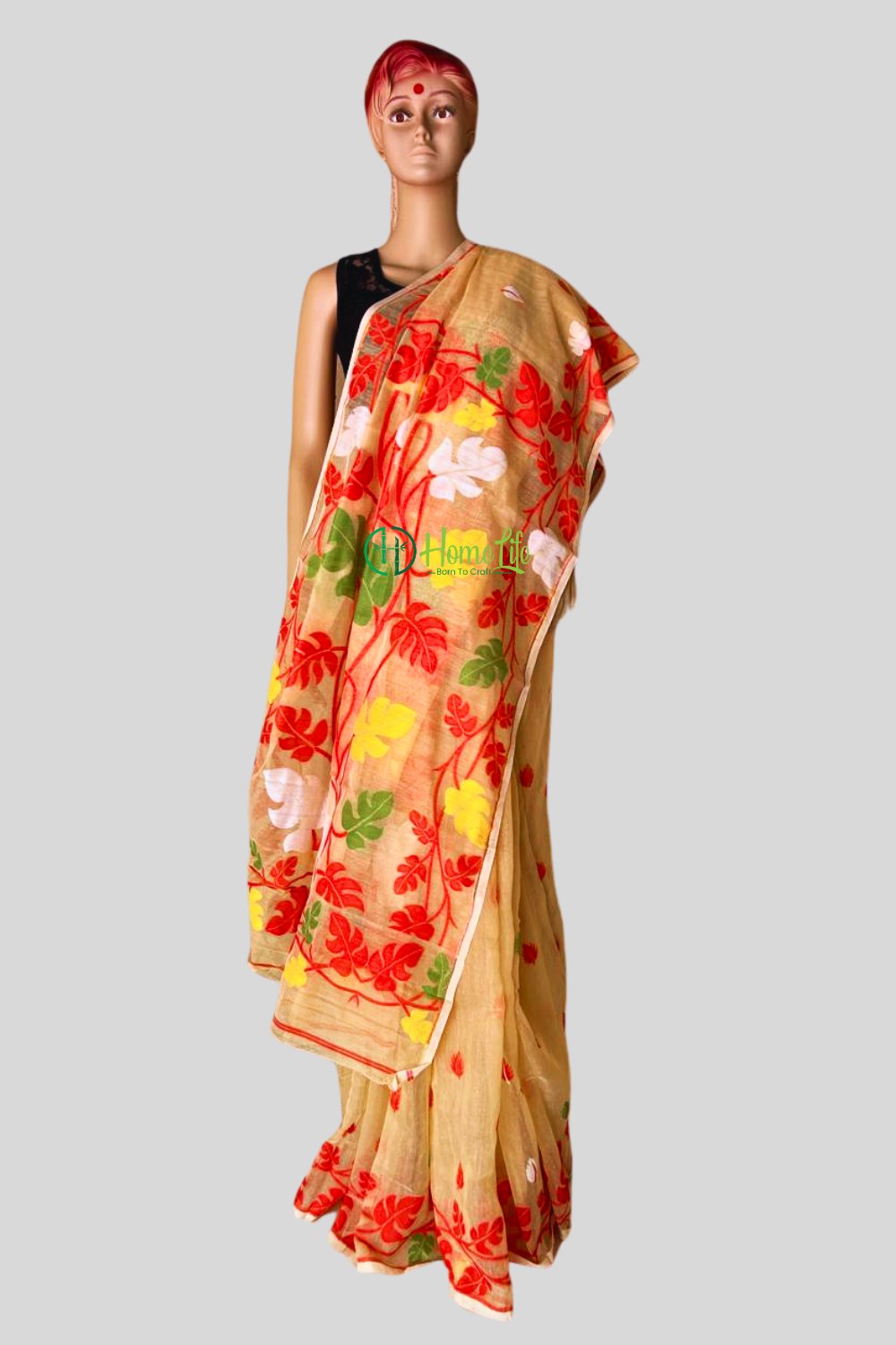 Beige Jamdani Saree