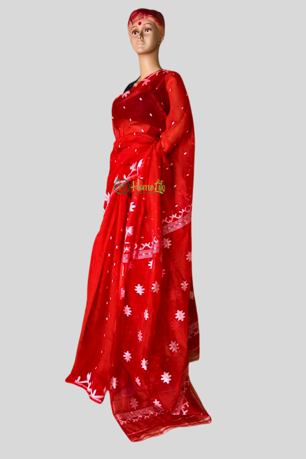 Red Jamdani Saree