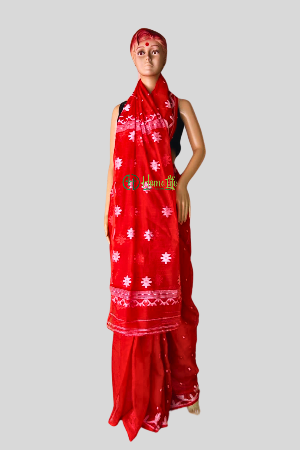 Red Jamdani Saree