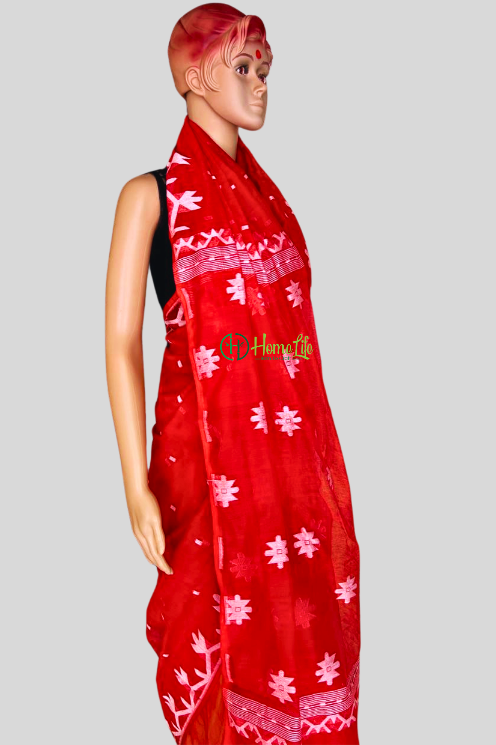 Red Jamdani Saree