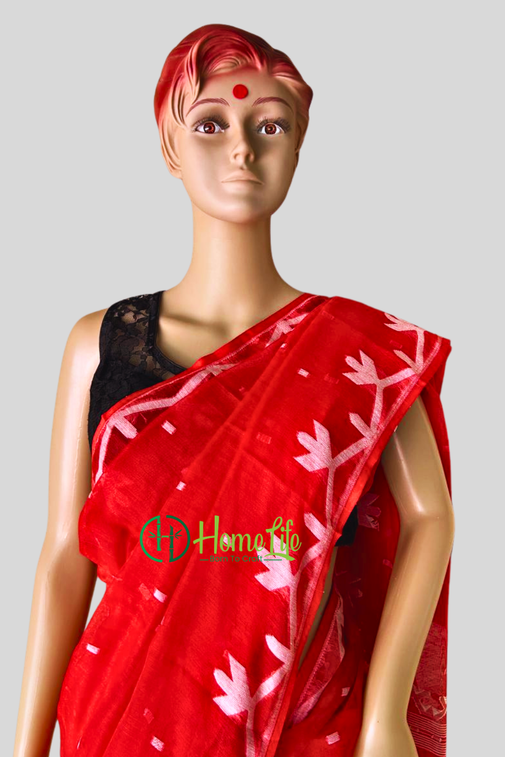 Red Jamdani Saree