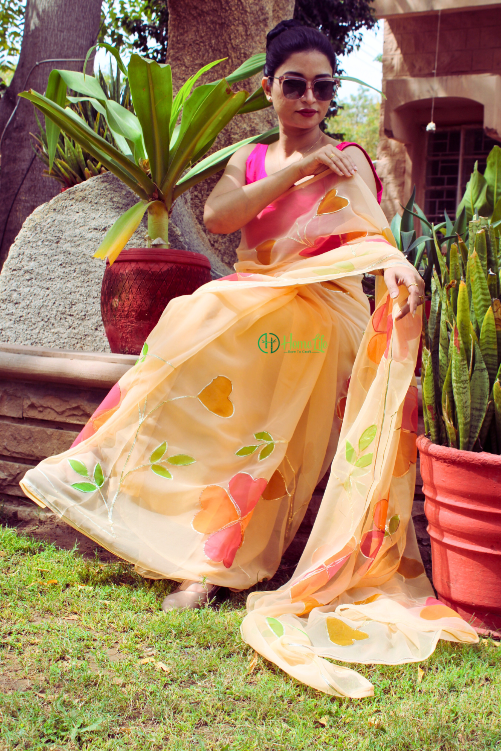 Daffodil pastel yellow saree