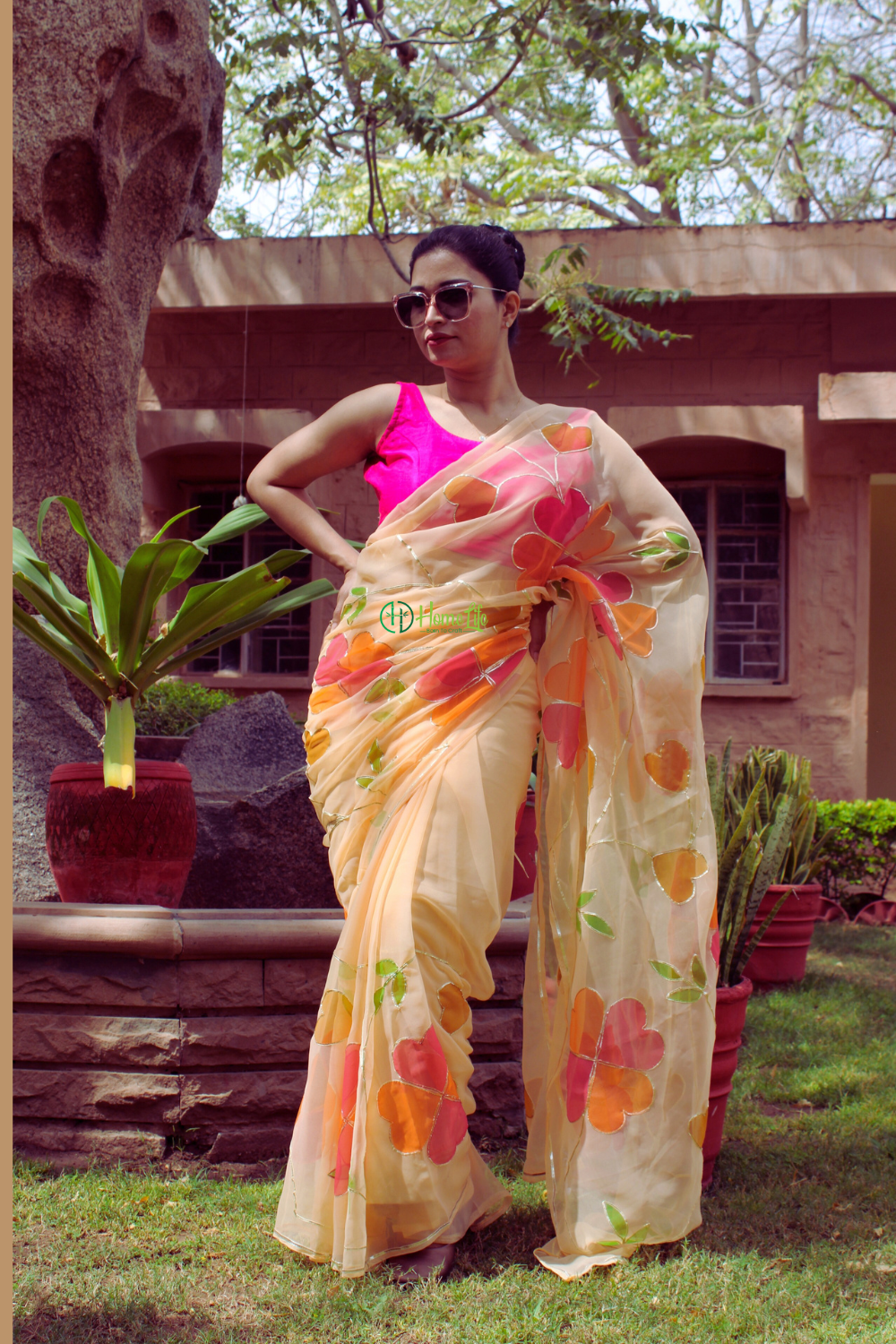 Daffodil pastel yellow saree