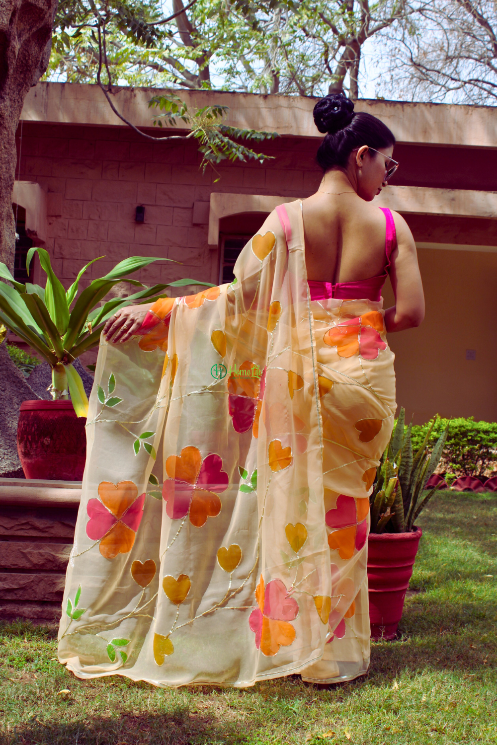 Daffodil pastel yellow saree