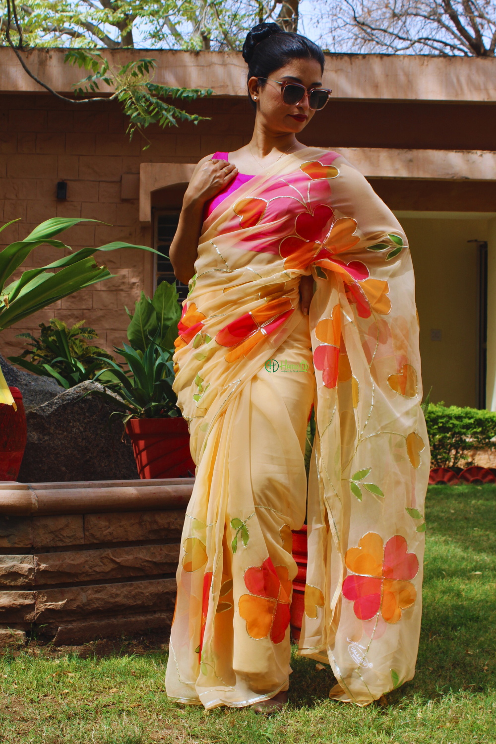 Daffodil pastel yellow saree