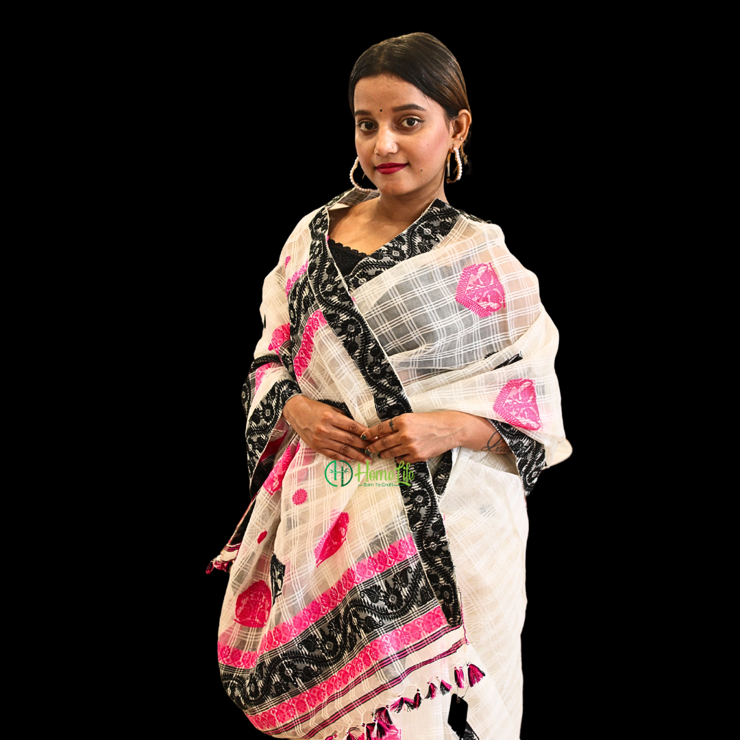 Assam Handloom Saree with Black Motif