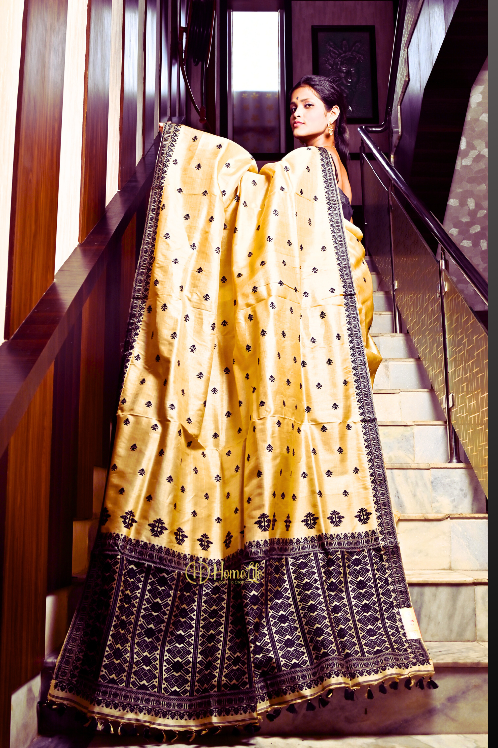 Sagarika Black Muga Silk Saree
