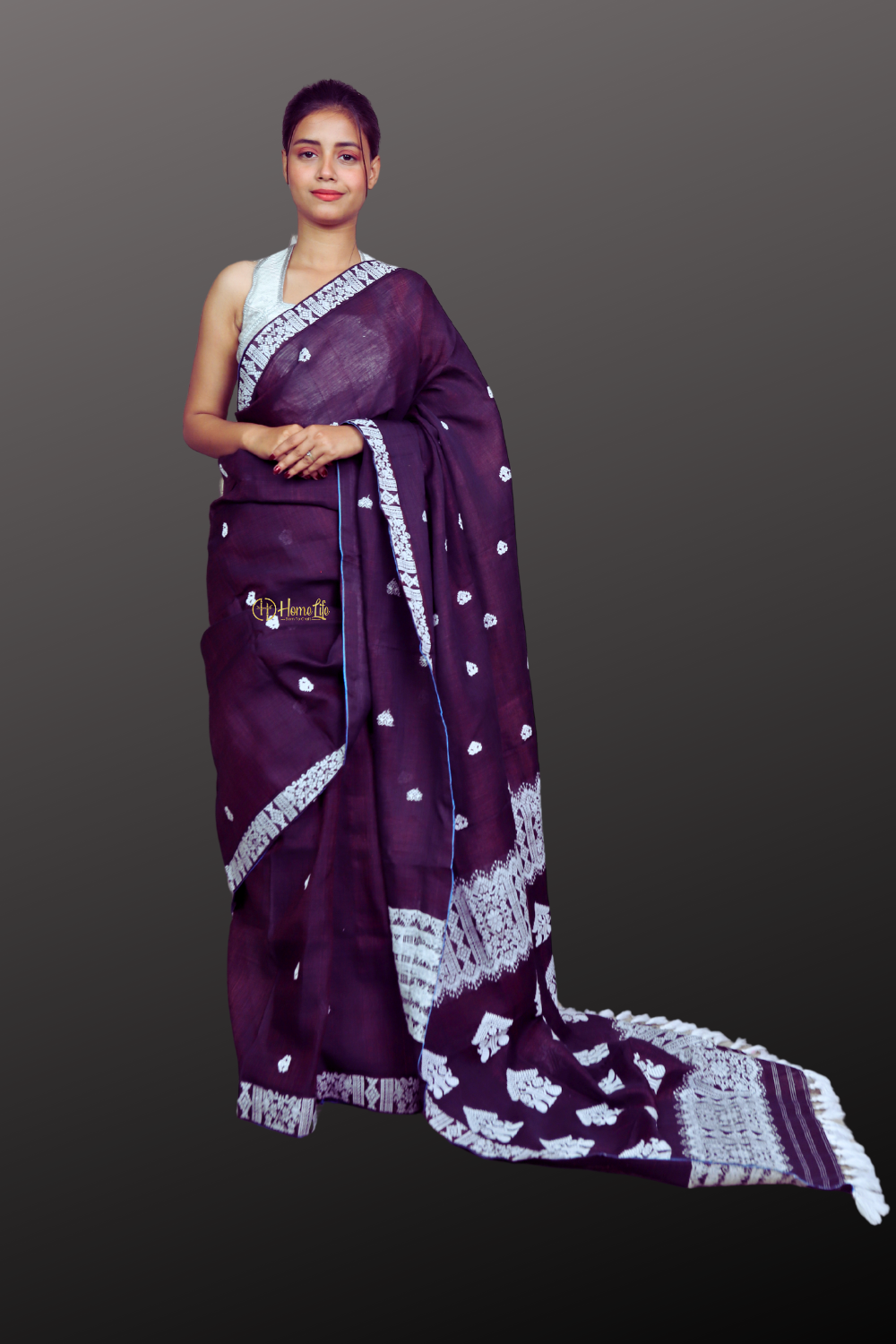 Assam Handloom Coffee Brown Nooni cotton Sarees