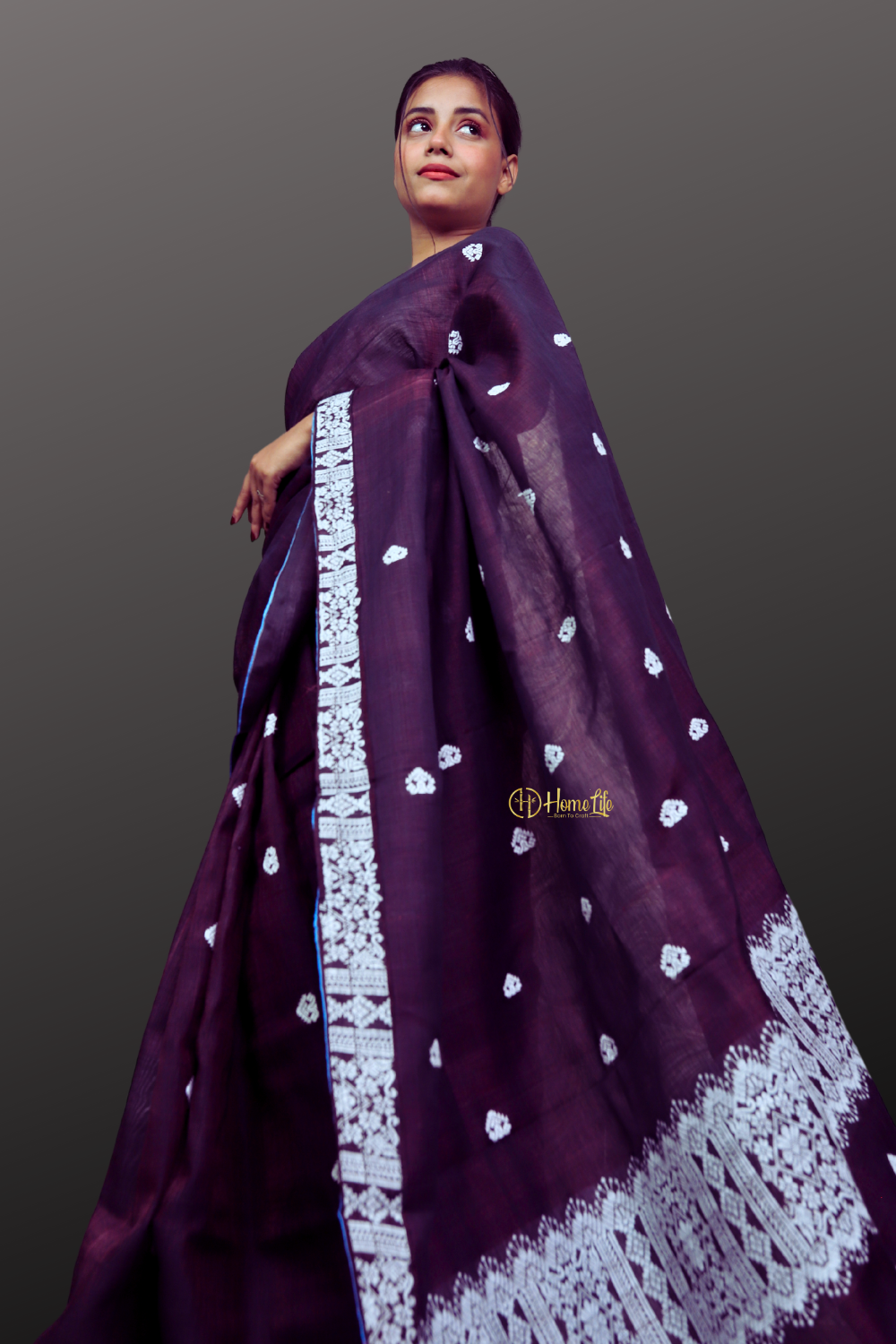 Assam Handloom Coffee Brown Nooni cotton Sarees