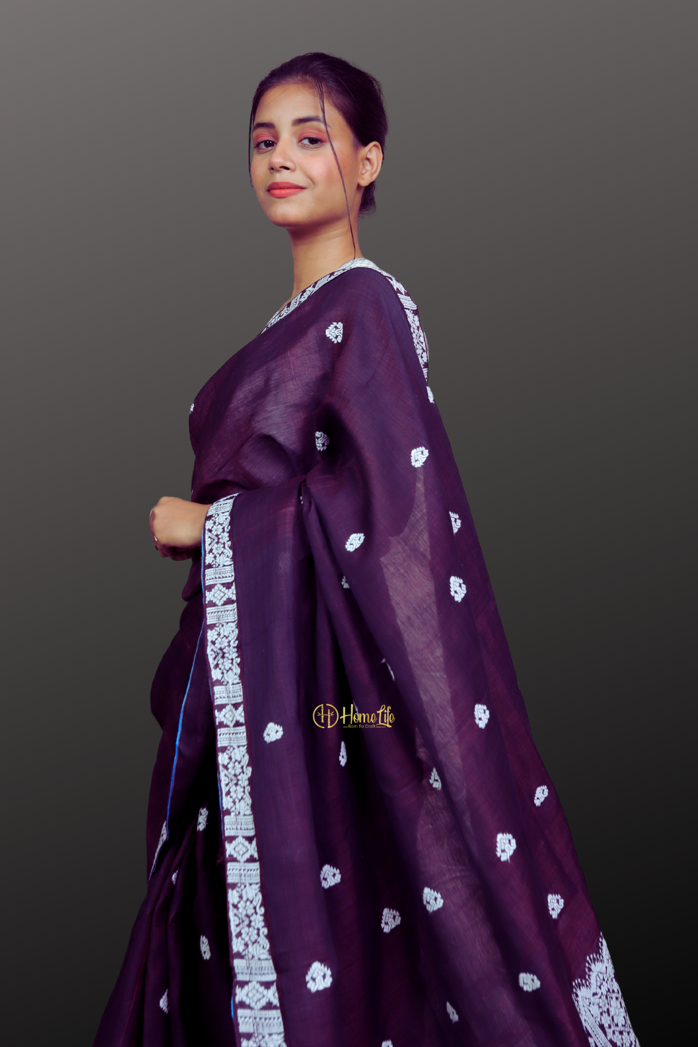 Assam Handloom Coffee Brown Nooni cotton Sarees