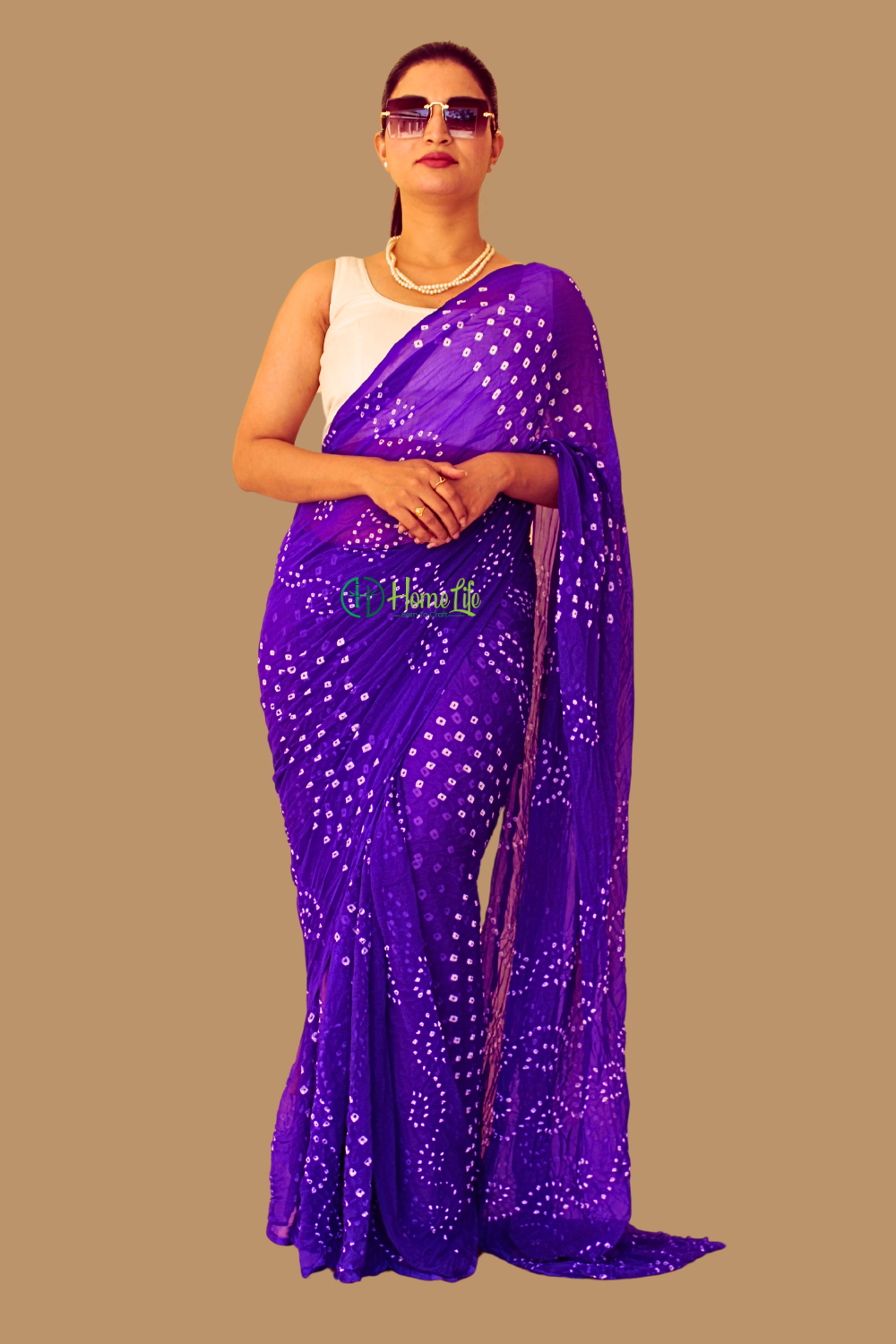 Bijli Neon Blue Bandhej Saree