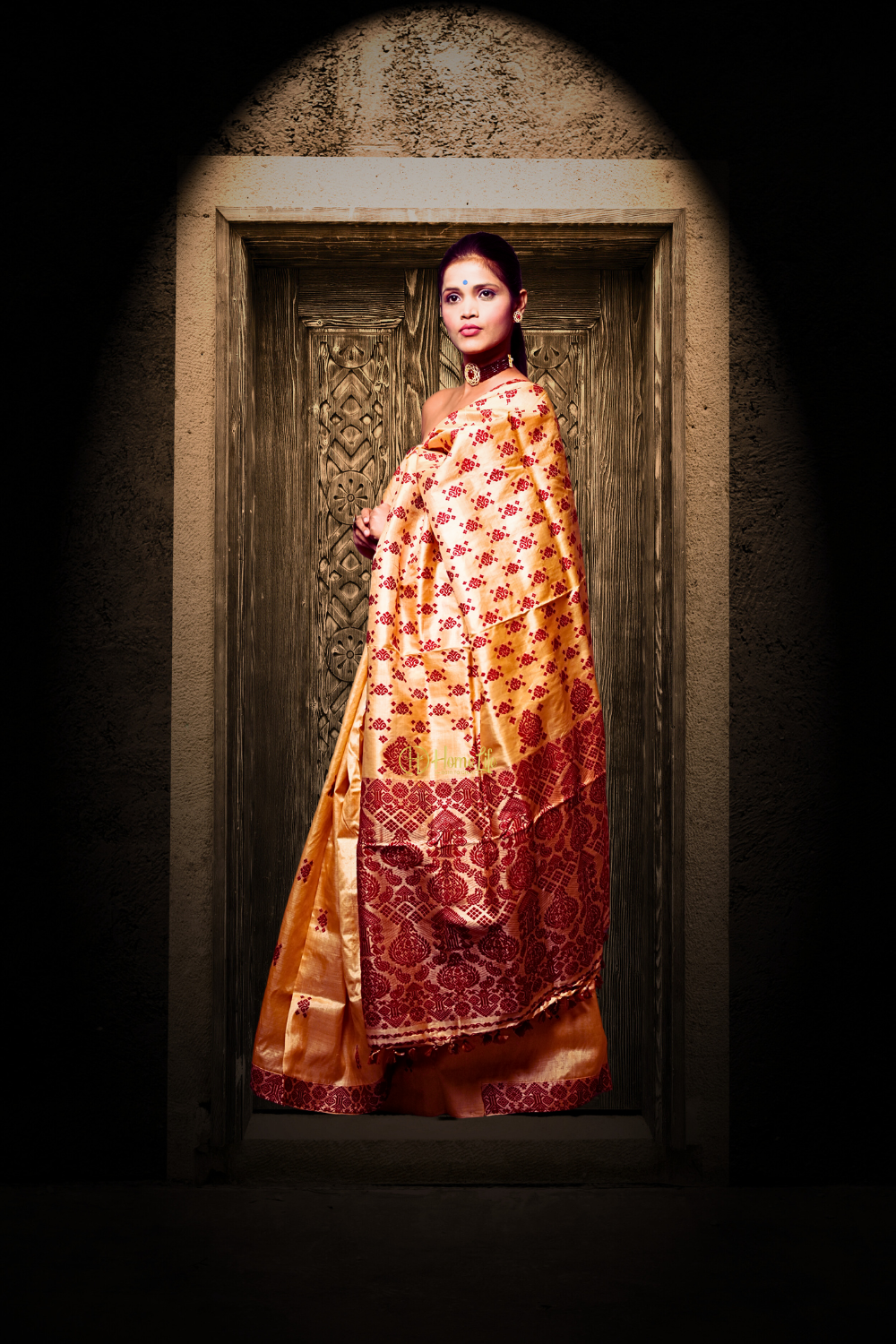 Rongali Pure Muga Silk Saree