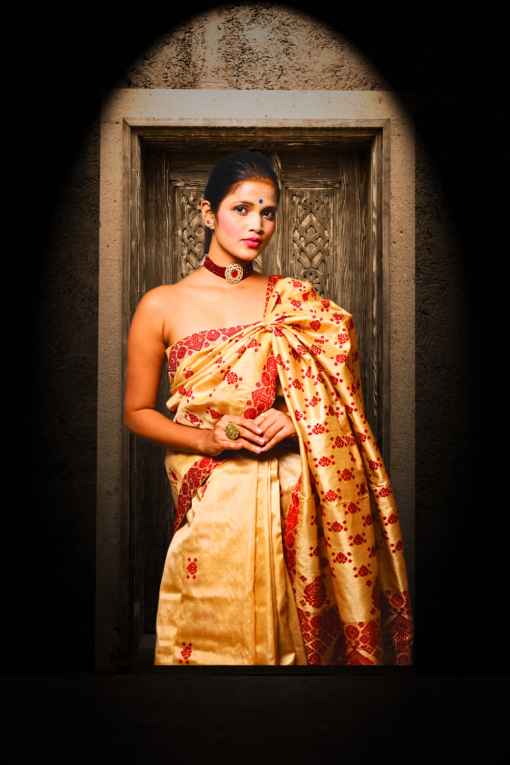 Rongali Pure Muga Silk Saree