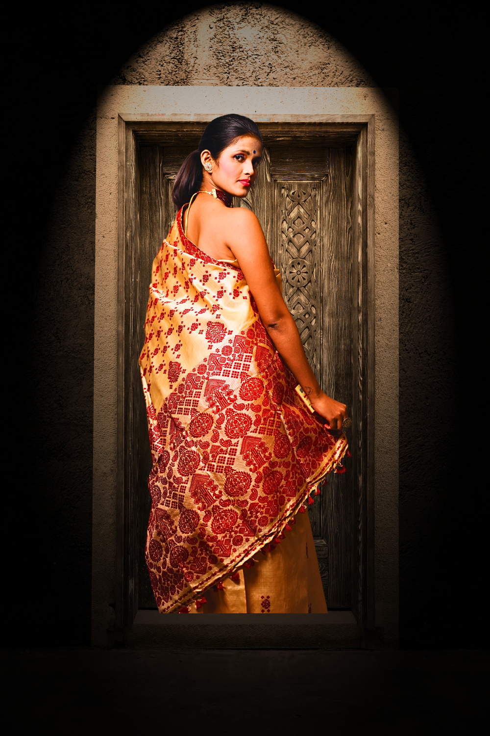 Rongali Pure Muga Silk Saree
