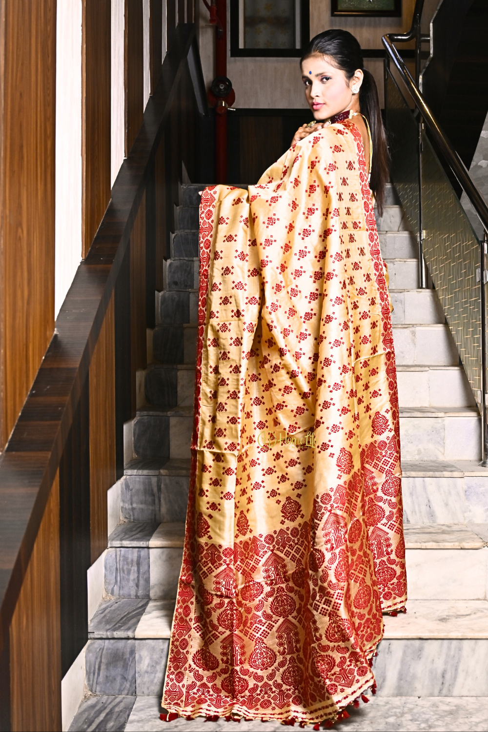 Rongali Pure Muga Silk Saree