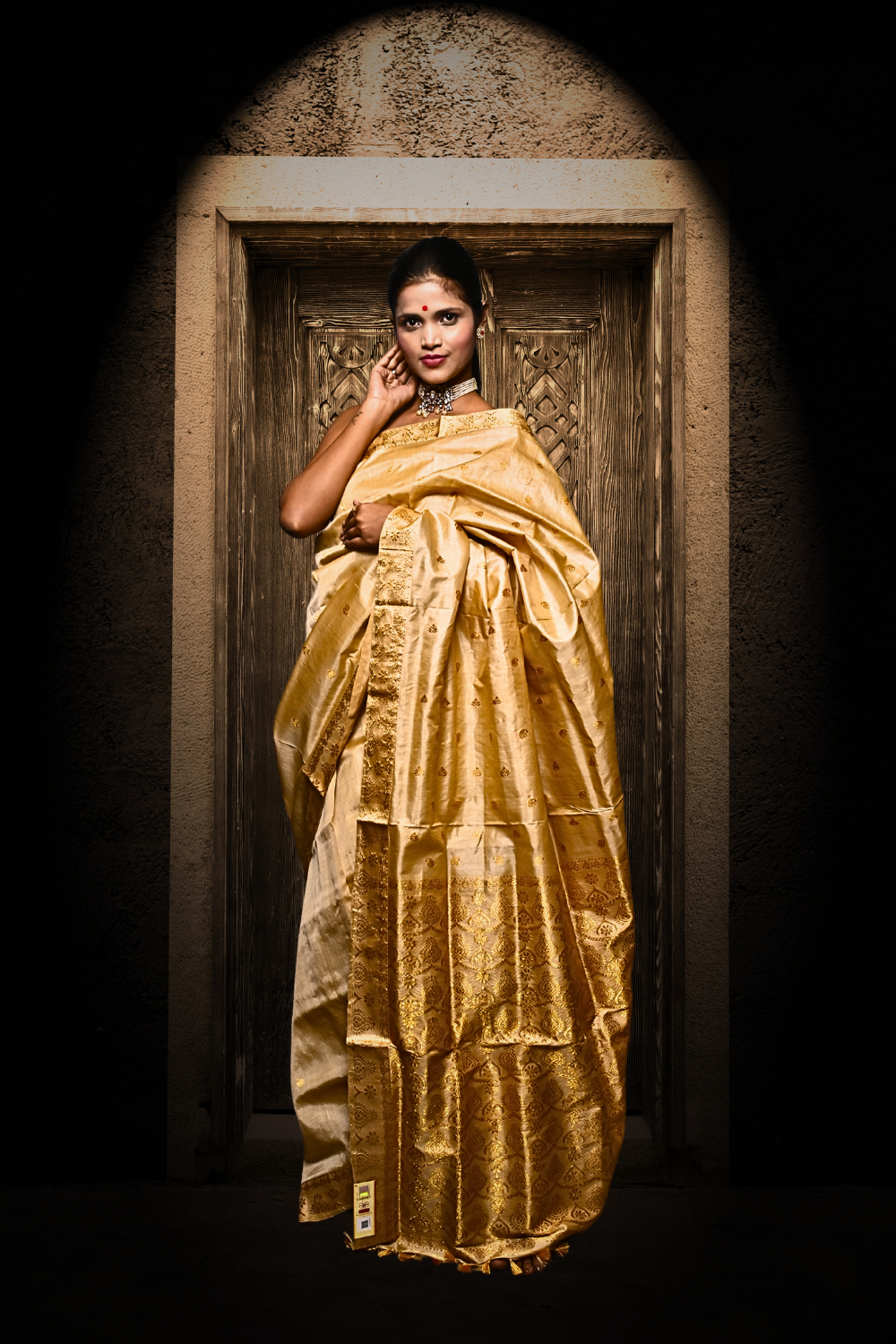 Muga Silk Saree, Tussar Silk Saree from Assam, Golden Zari Saree , Golden Saree