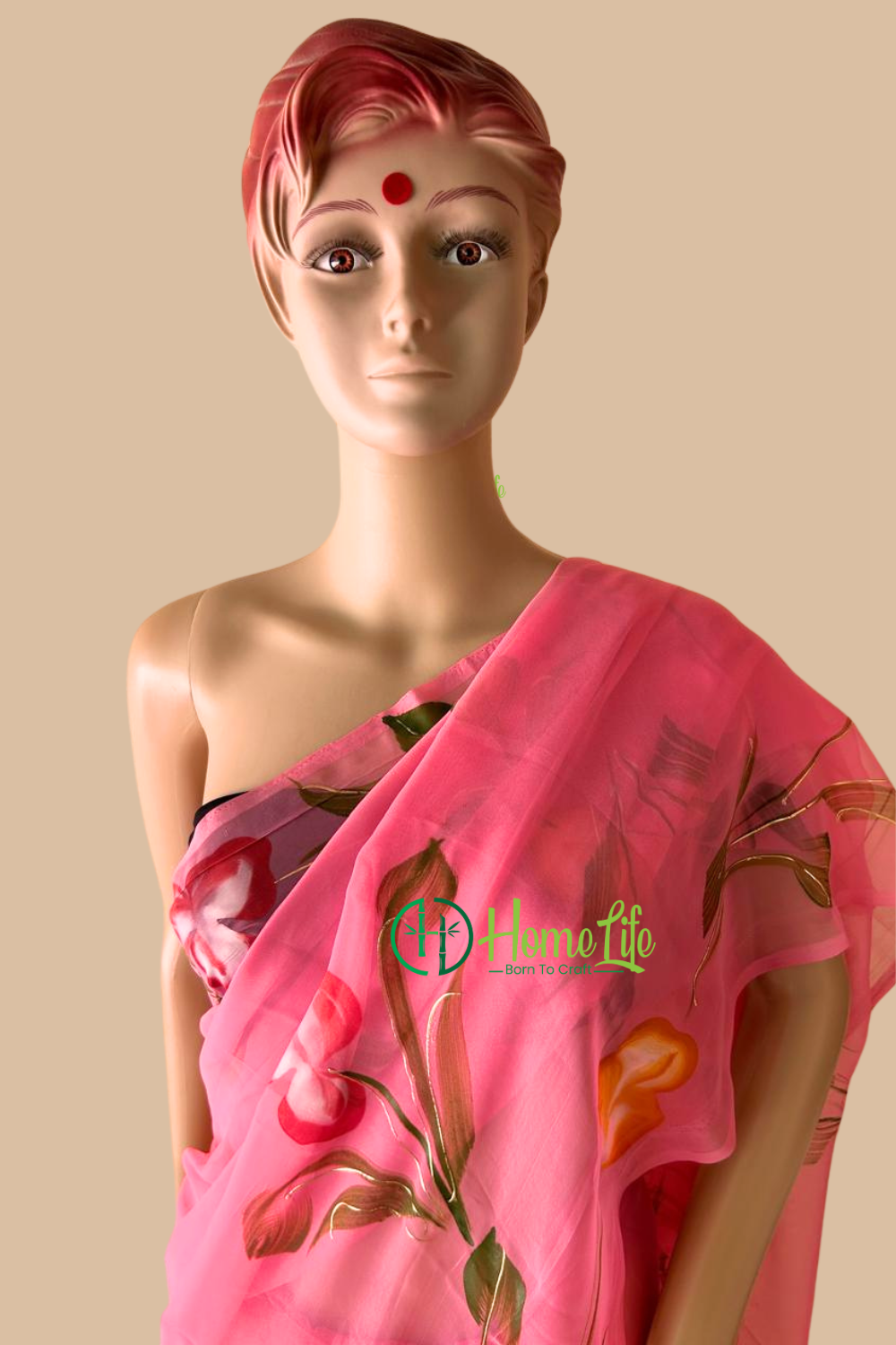 Ambika hand painted georgette saree