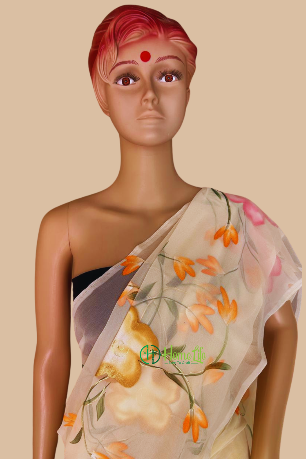 Anjali banana yellow hand painted saree