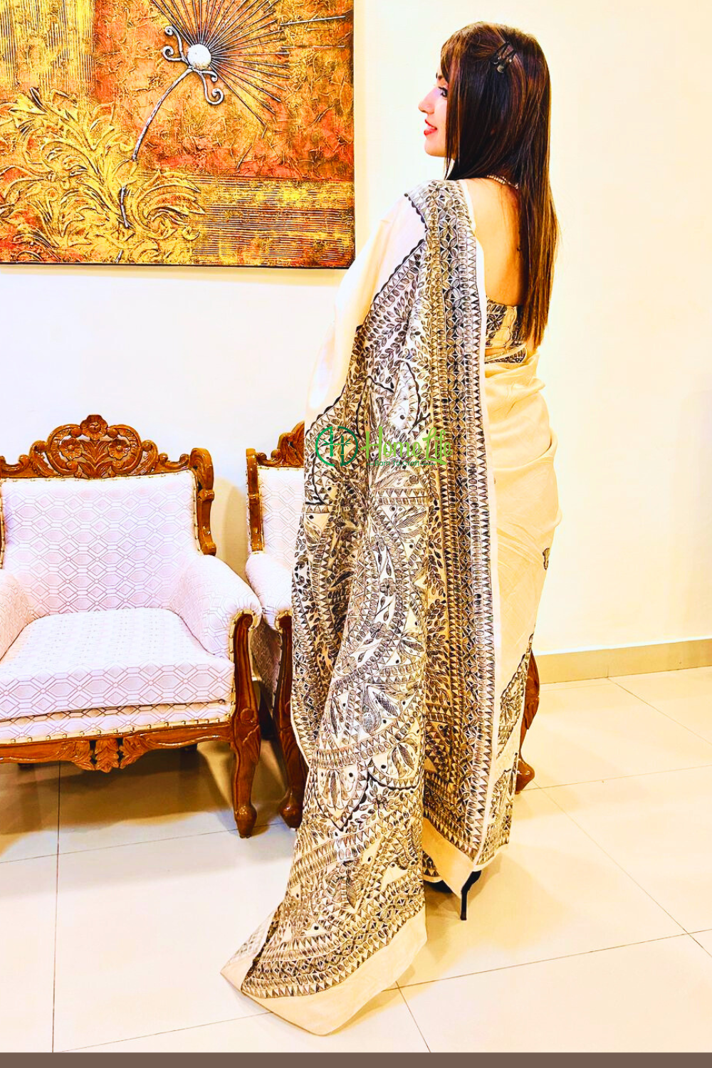 Kajol tussar silk madhubani Saree