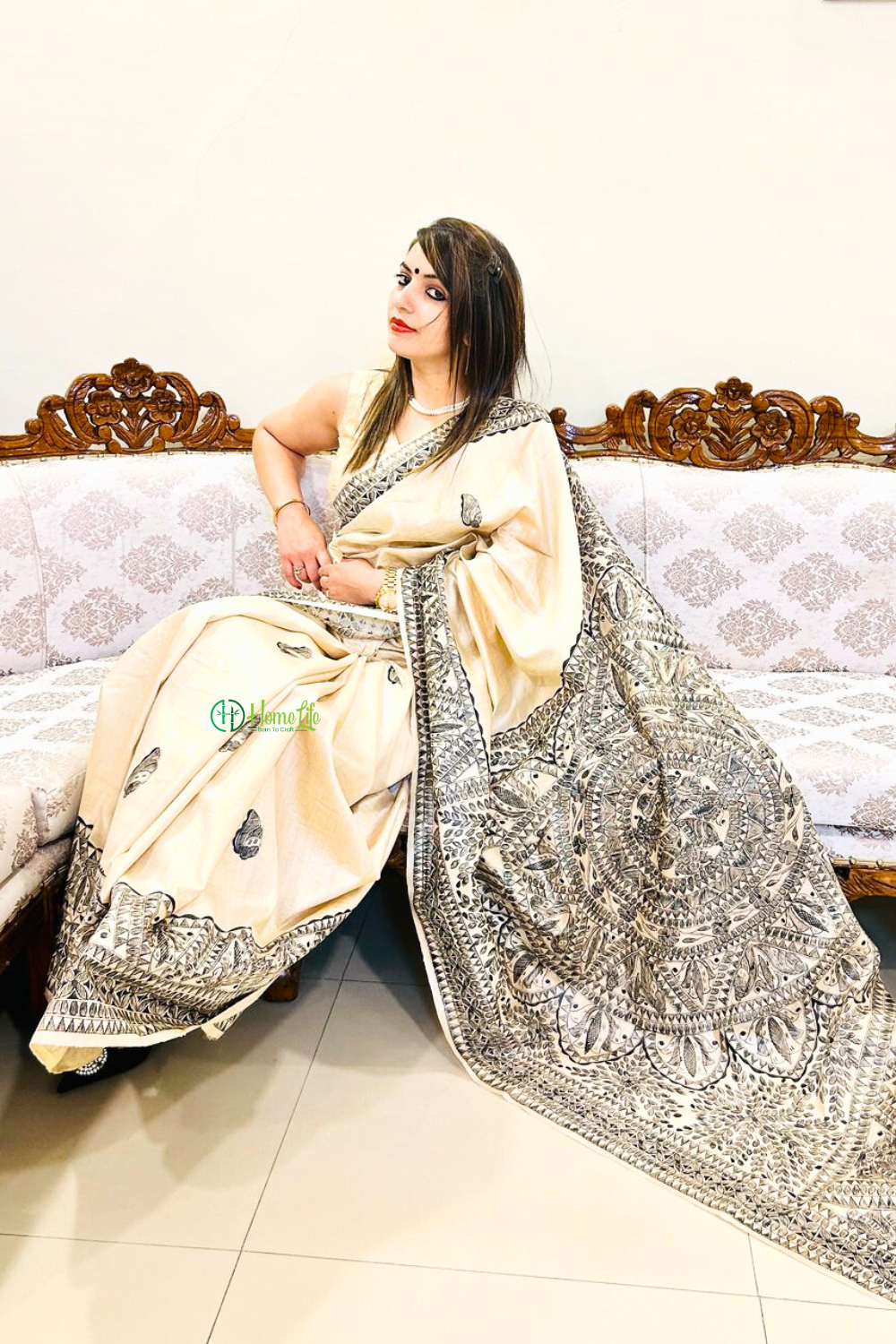 Kajol tussar silk madhubani Saree