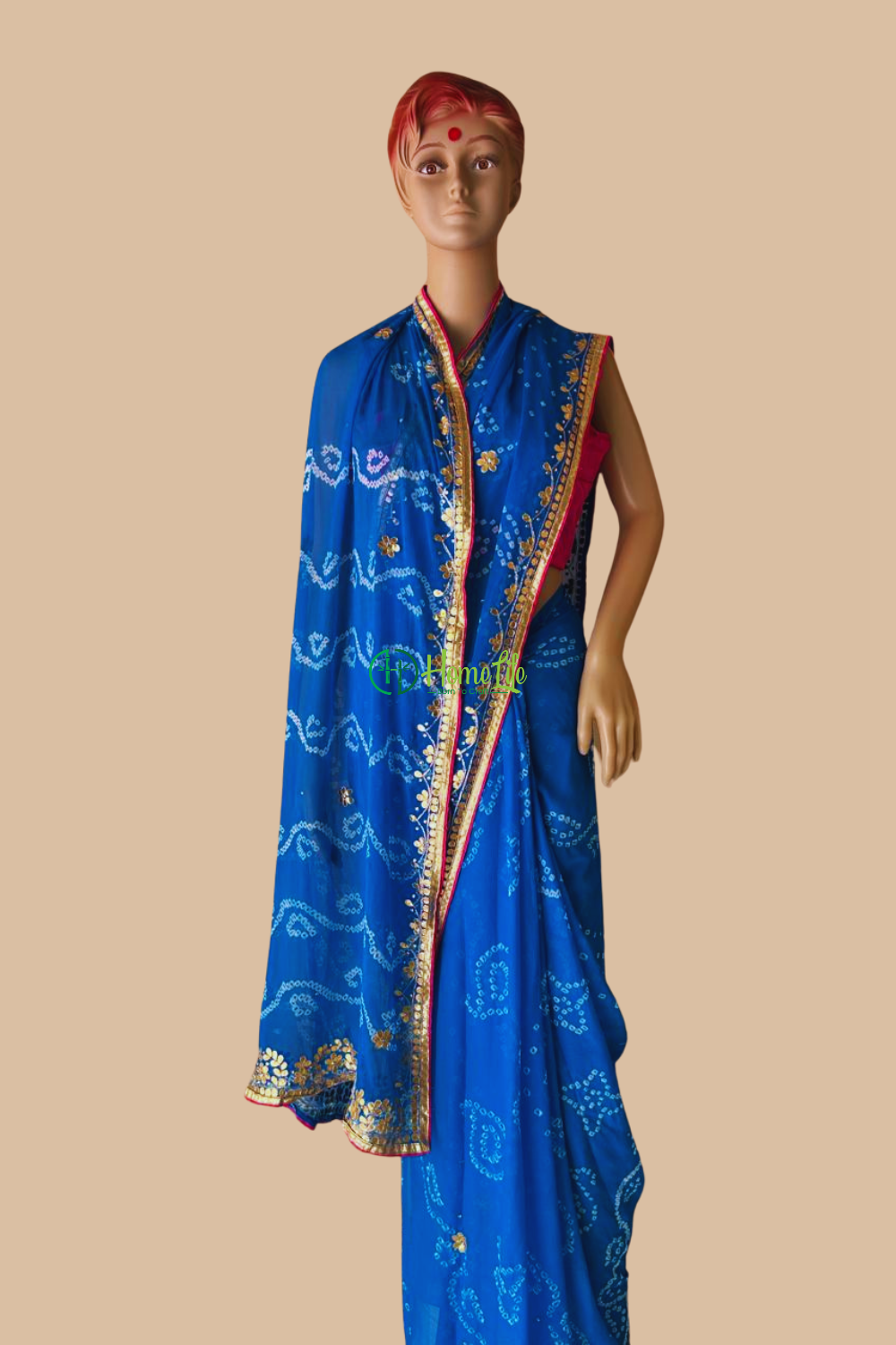 Tourquois blue gotta patti saree
