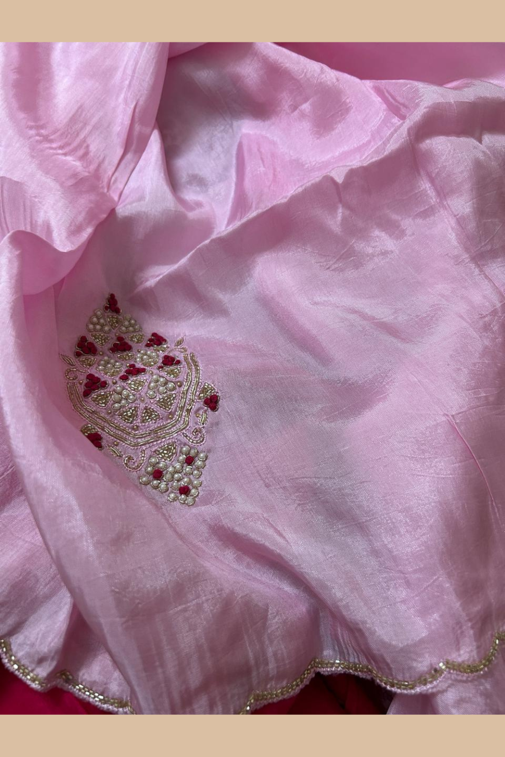 Baby pink designer saree