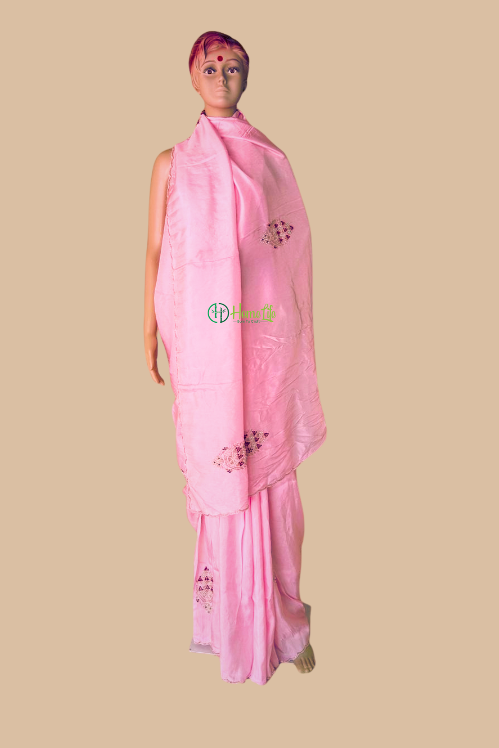 Baby pink designer saree