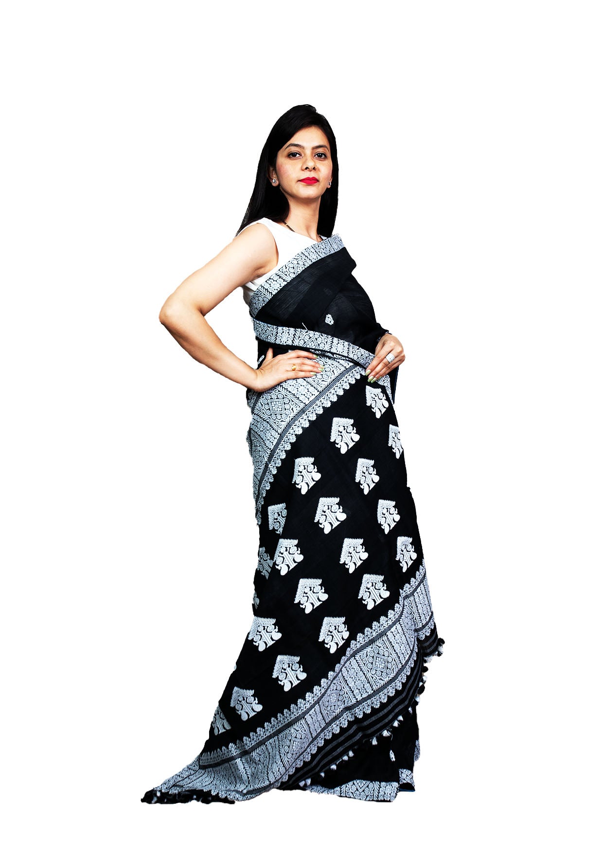 Assam Handloom Black Nooni Cotton Saree
