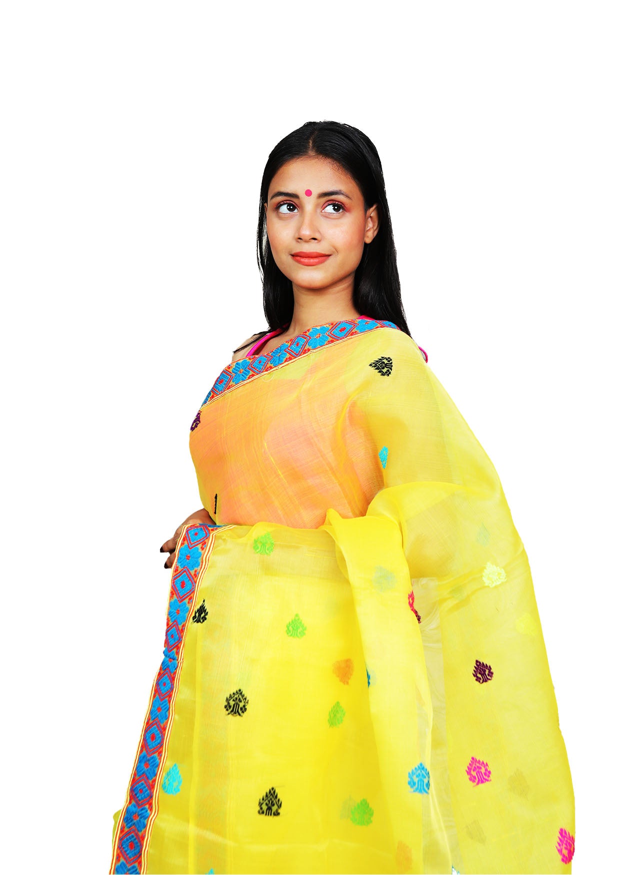 Yellow floral Nooni Silk Saree