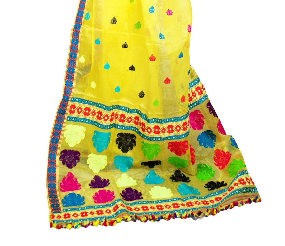 Yellow floral Nooni Silk Saree