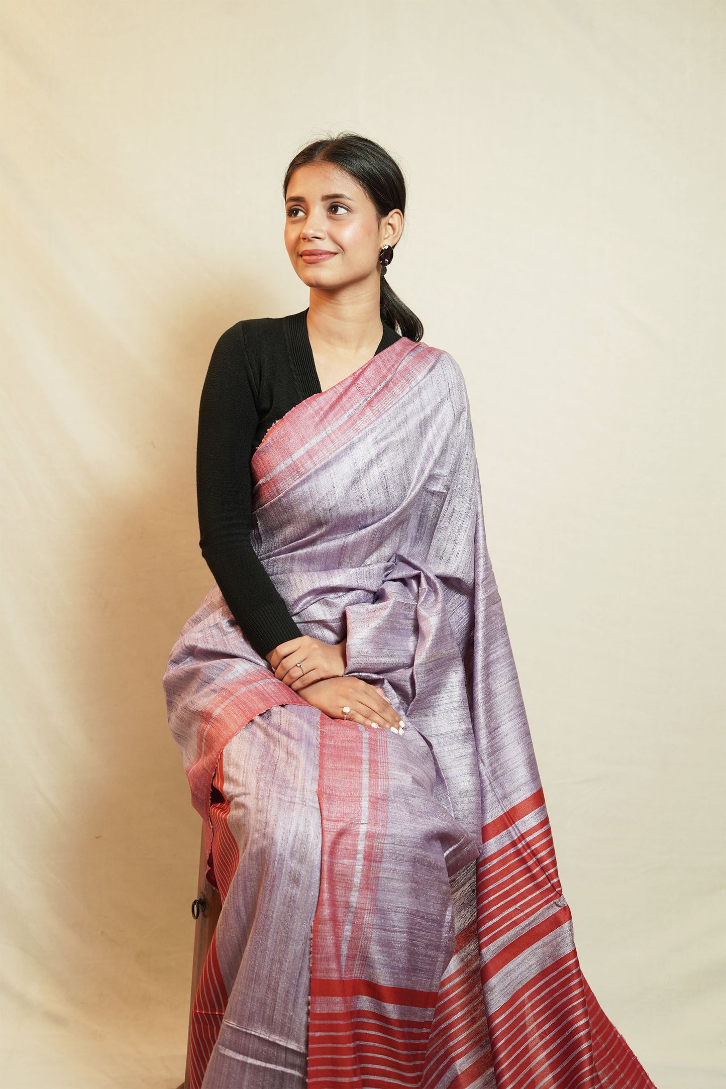 Tussar By Ghicha Silk Saree(Lavender )