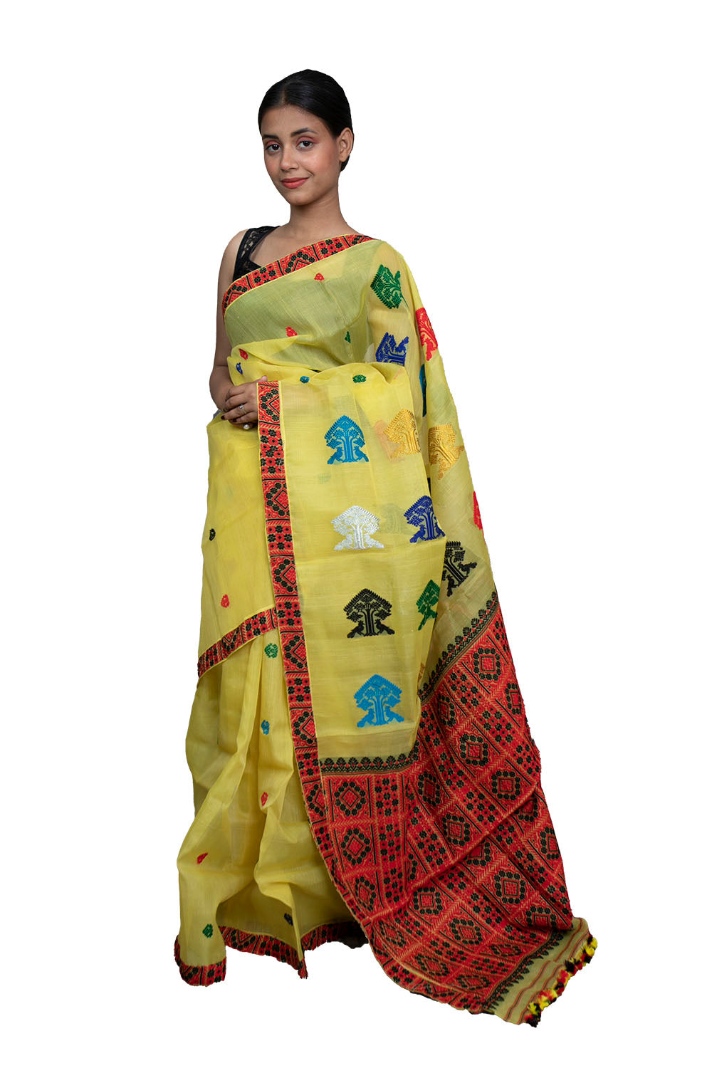 Dyed Nooni Silk saree (Yellow)