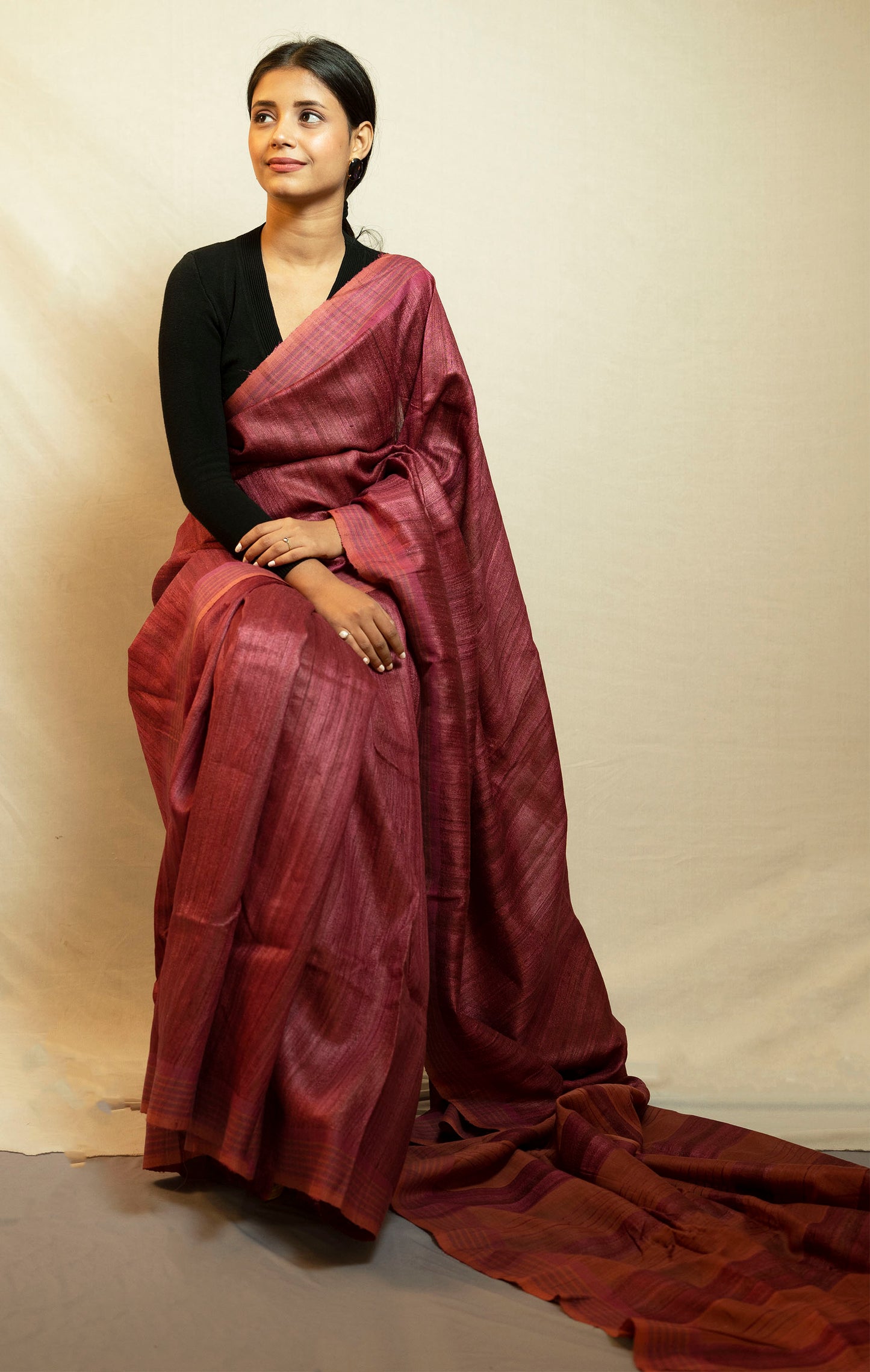 Tussar By Ghicha Silk Saree(Petunia)