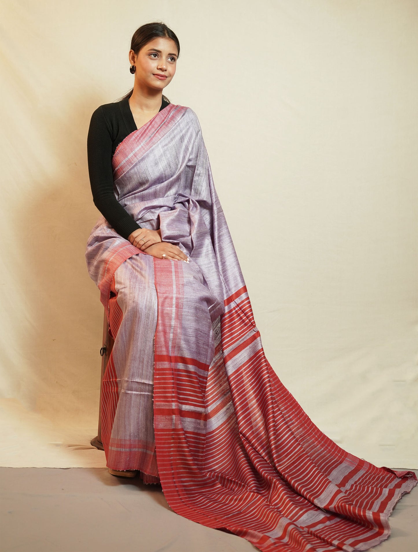 Tussar By Ghicha Silk Saree(Lavender )