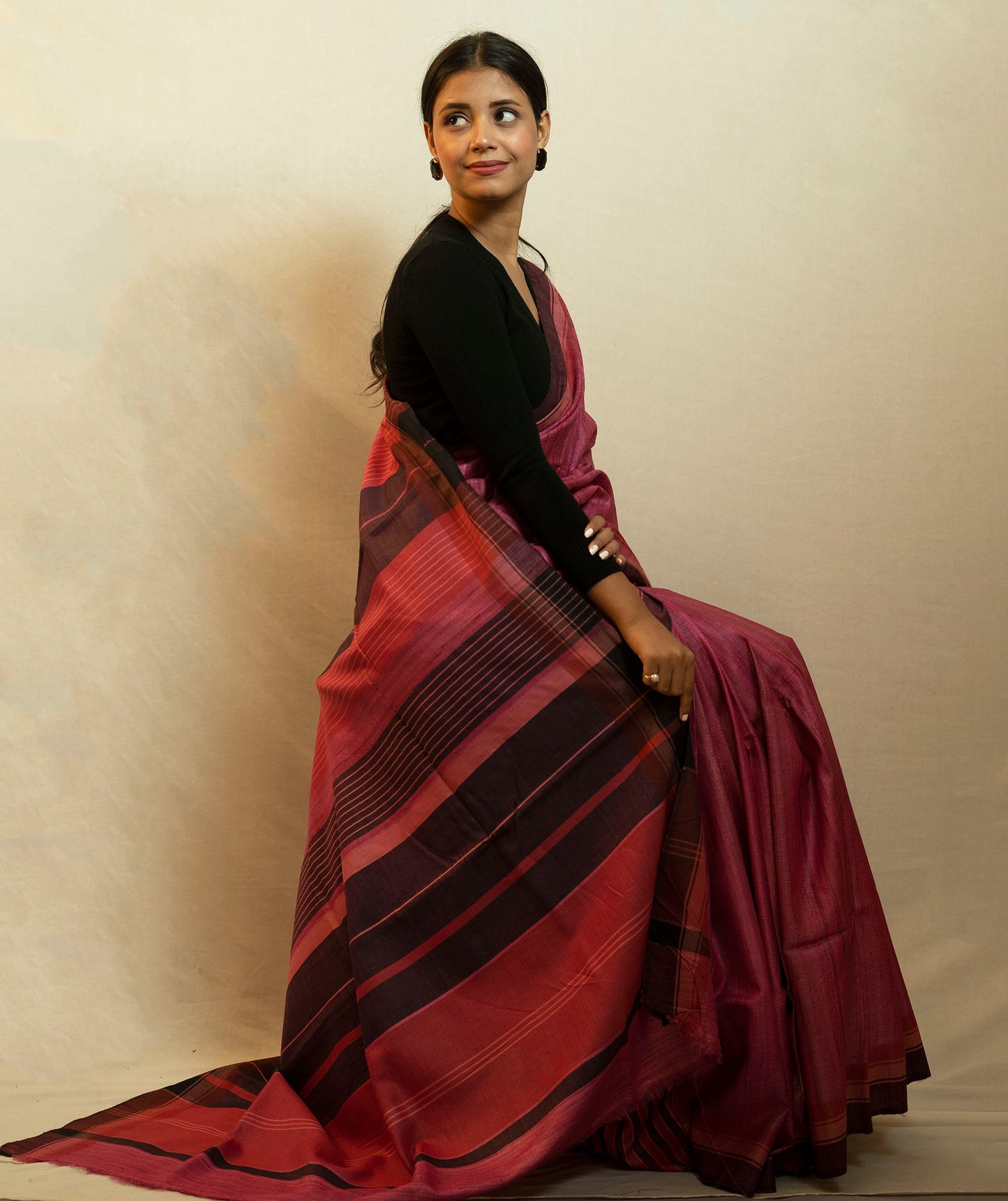 Tussar By Ghicha Silk Saree(Rose Pink)