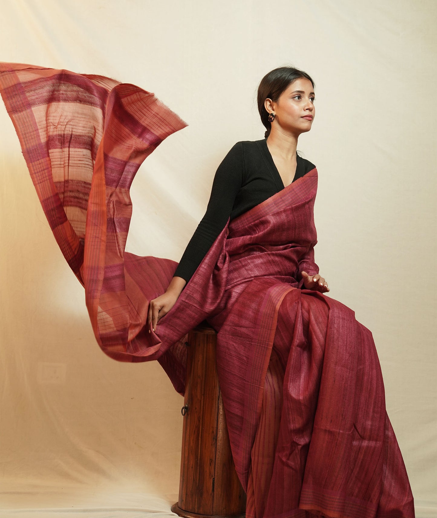 Tussar By Ghicha Silk Saree(Petunia)