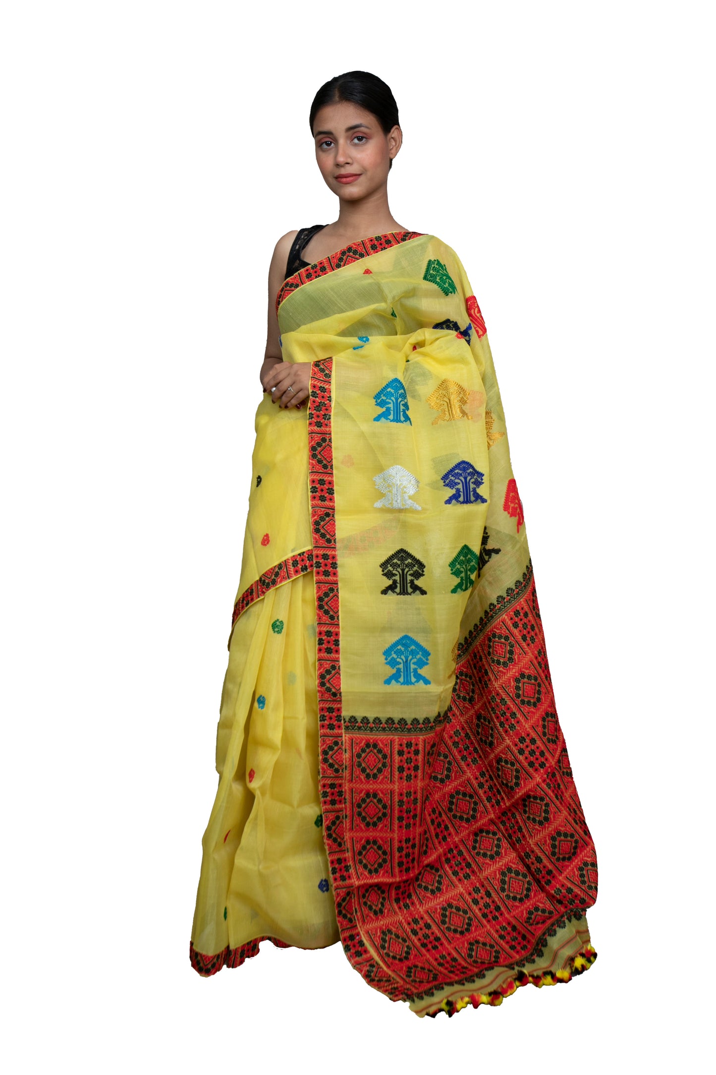 Dyed Nooni Silk saree (Yellow)