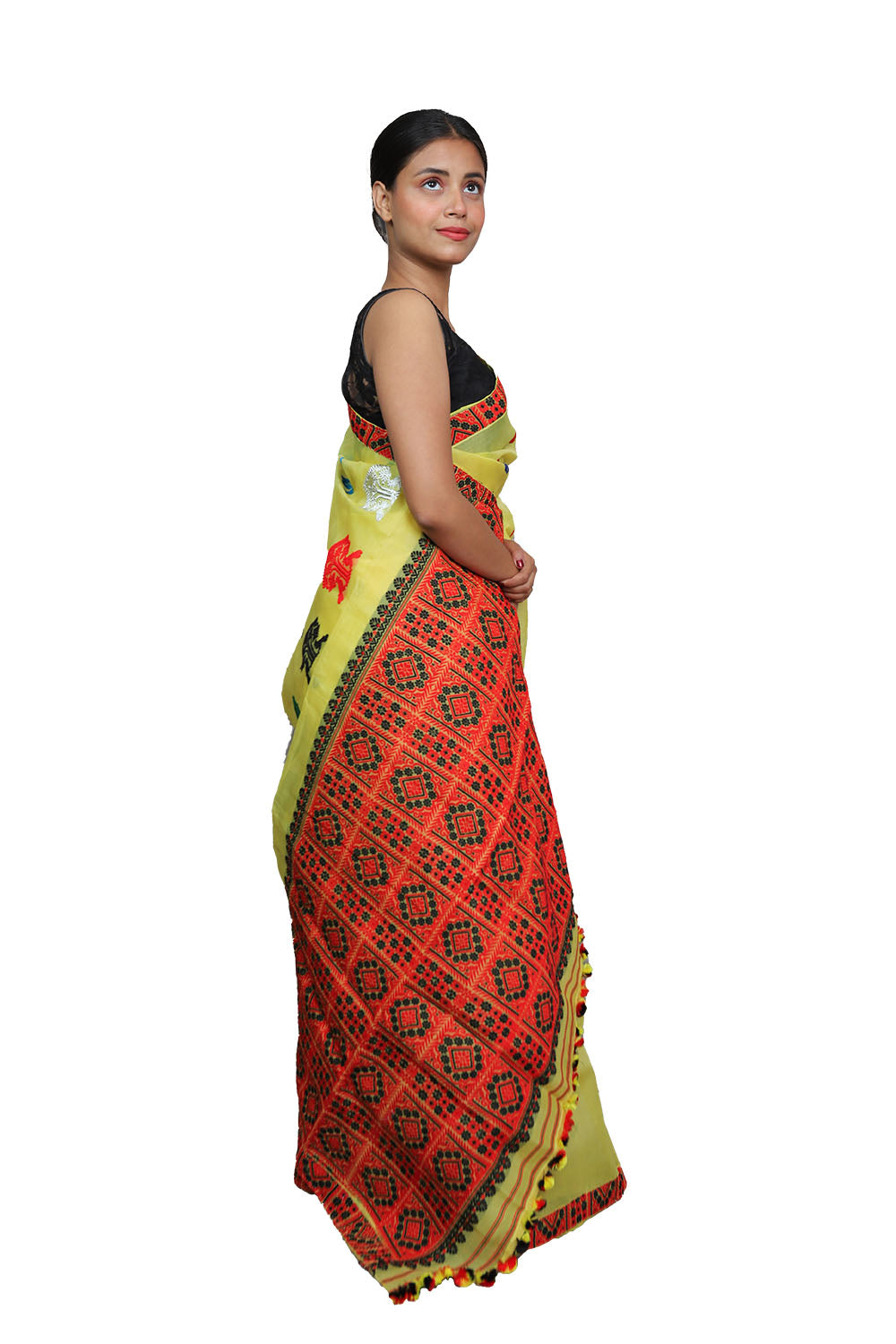 Dyed Nooni Silk saree (Yellow)