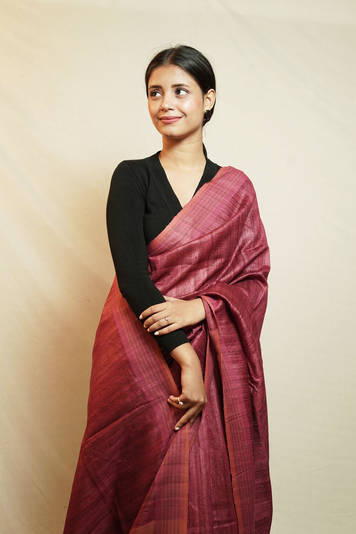 Tussar By Ghicha Silk Saree(Petunia)