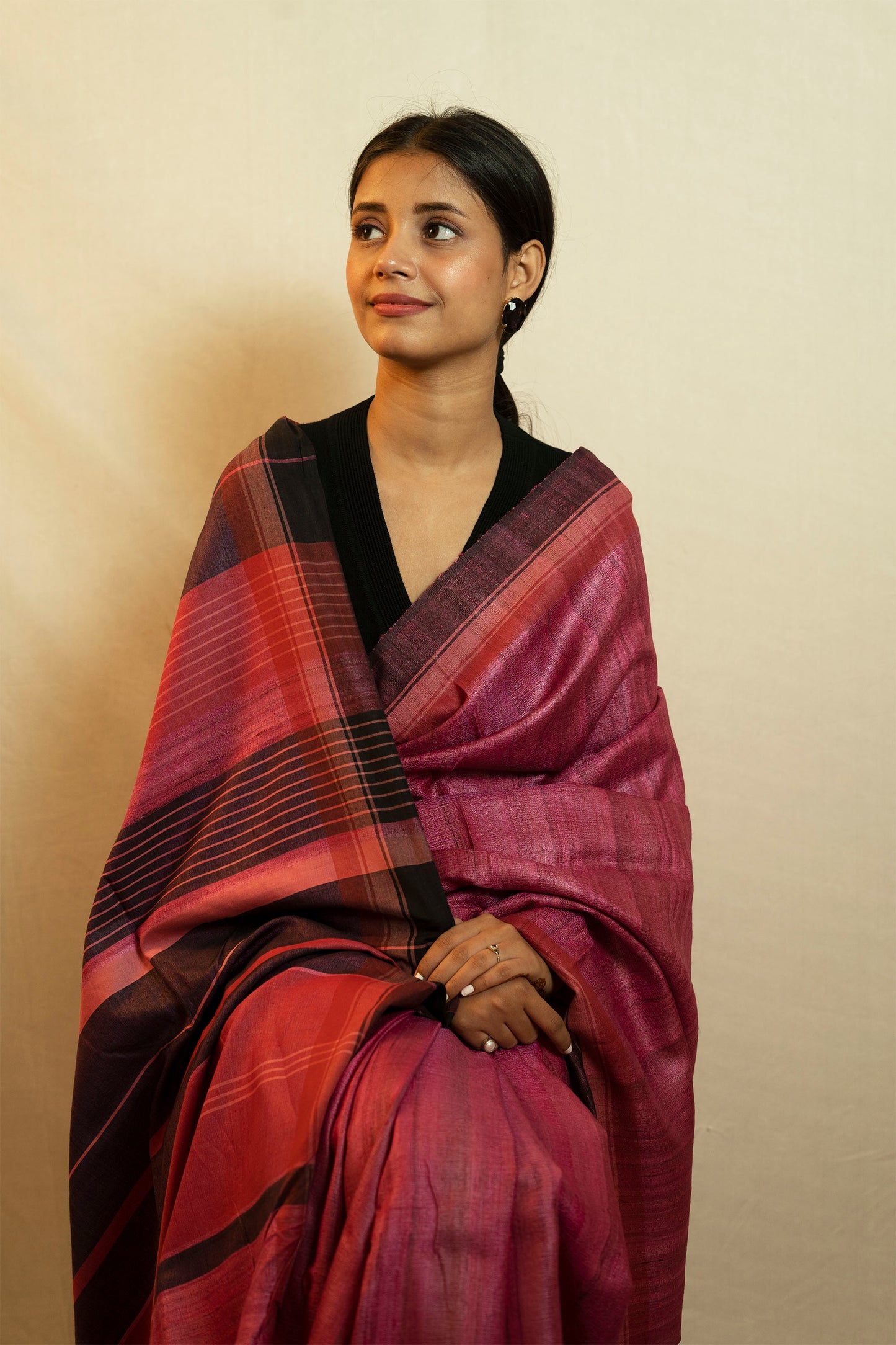 Tussar By Ghicha Silk Saree(Rose Pink)
