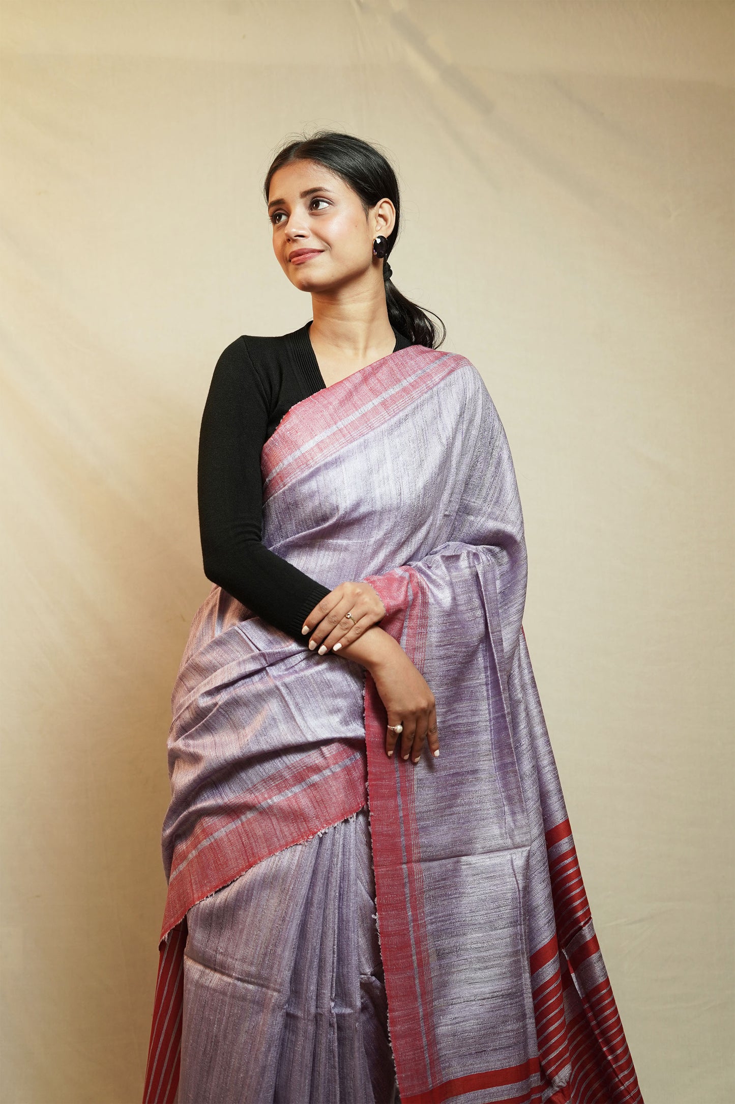 Tussar By Ghicha Silk Saree(Lavender )