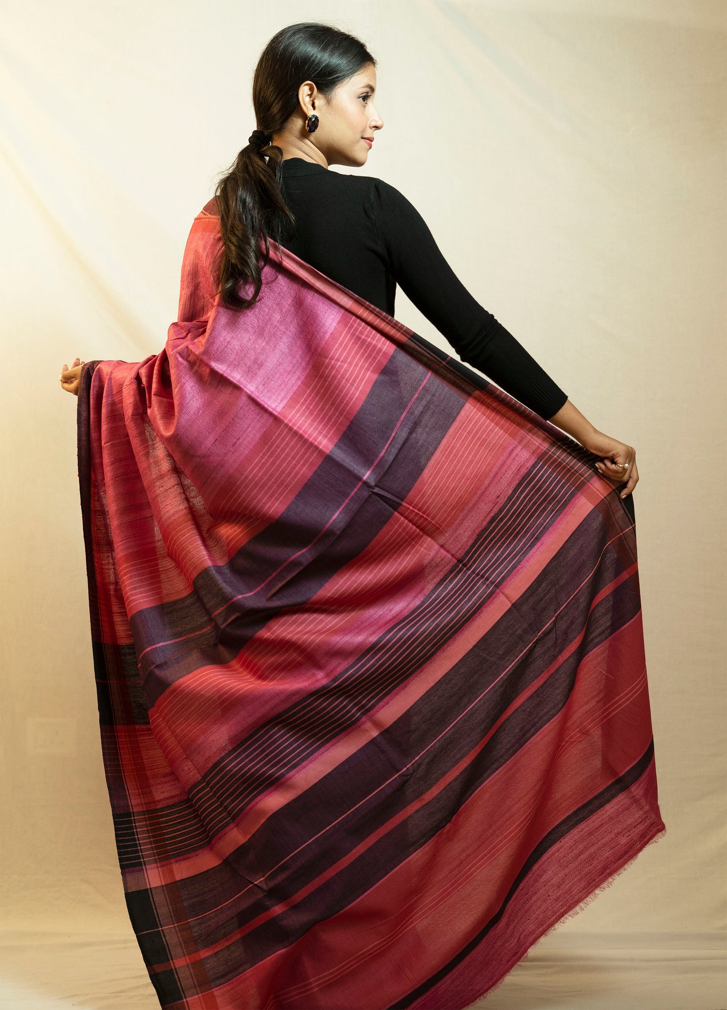 Tussar By Ghicha Silk Saree(Rose Pink)
