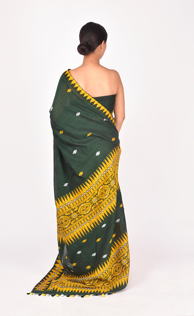 Bottle green with yellow motif