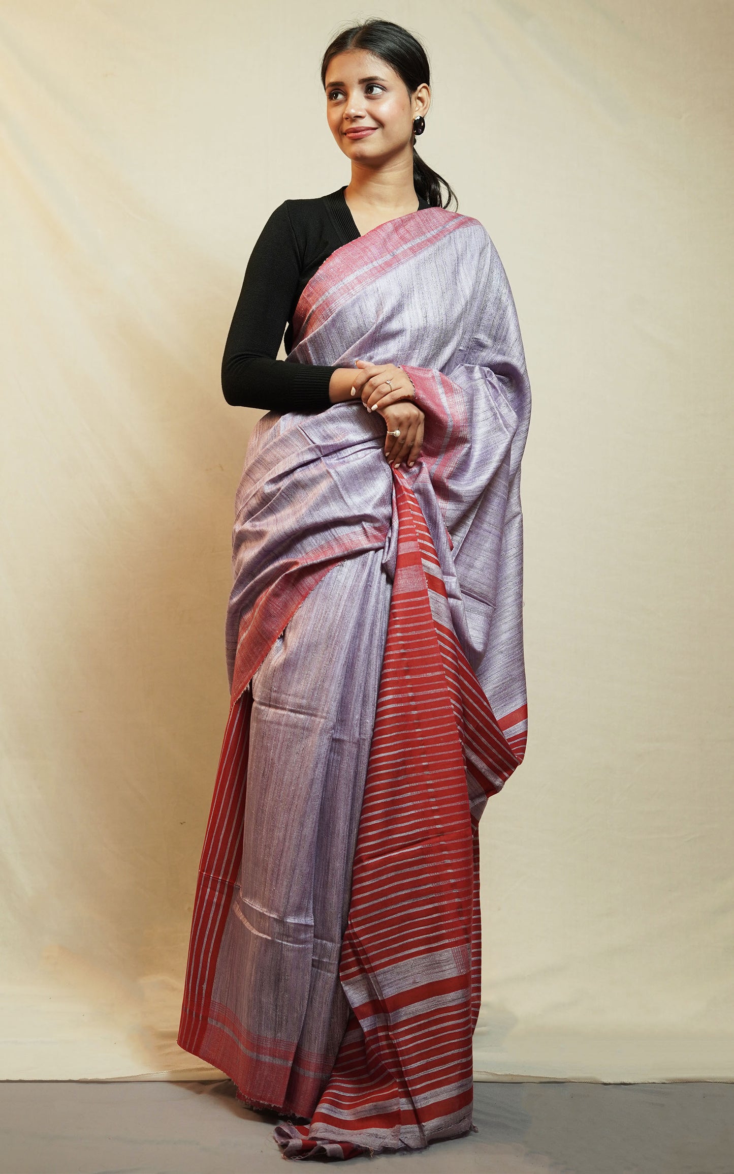 Tussar By Ghicha Silk Saree(Lavender )